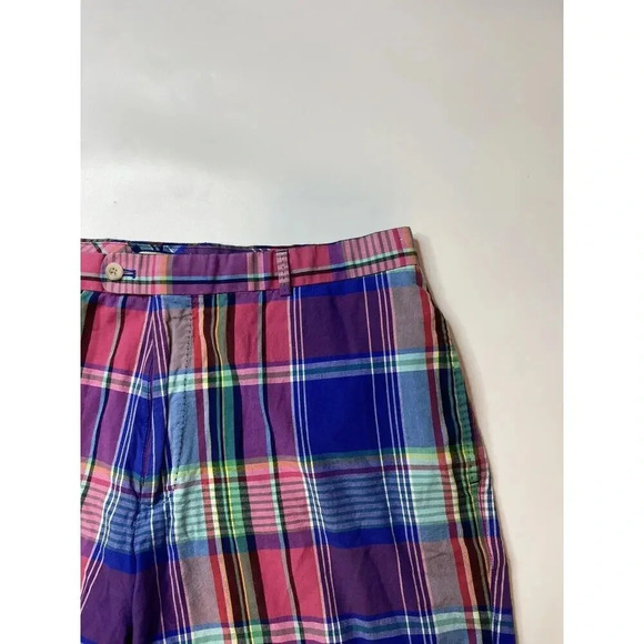 Peter Millar Men's 36 Shorts Performance Flat Front Golf Chino Plaid Flaw - Picture 2 of 8